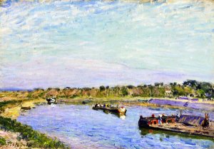 The Port of Saint Mammes, Morning by Alfred Sisley Oil Painting