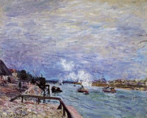 The Seine at Grenelle - Rainy Wether by Alfred Sisley Oil Painting