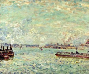 The Seine at Point du Jour by Alfred Sisley Oil Painting