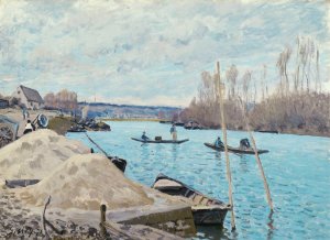 The Seine at Port-Marly, Piles of Sand by Alfred Sisley Oil Painting