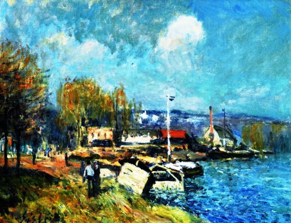 The Seine at Port-Marly by Alfred Sisley - Hand-Painted Oil Painting Reproduction