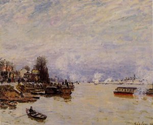 The Seine, View from the Quay de Pont du Jour by Alfred Sisley Oil Painting