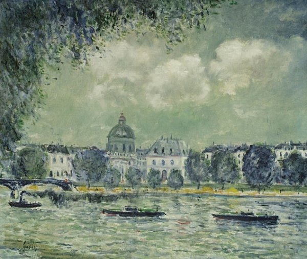 The Seine with the Institute of France by Alfred Sisley - Hand-Painted Oil Painting Reproduction