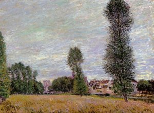 The Village of Moret, Seen from the Fields by Alfred Sisley Oil Painting