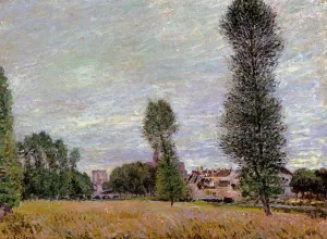 The Village of Moret, Seen from the Fields by Alfred Sisley - Oil Painting Reproduction