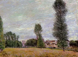 The Village of Moret, Seen from the Fields by Alfred Sisley Oil Painting