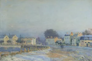 The Watering Place at Marly-Le-Roi - Hoarfrost painting by Alfred Sisley