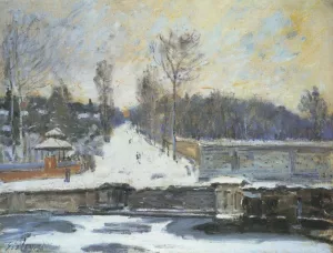 The Watering Place at Marly le Roi in Winter painting by Alfred Sisley
