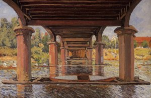 Under the Bridge at Hampton Court by Alfred Sisley Oil Painting
