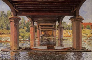 Under the Bridge at Hampton Court by Alfred Sisley Oil Painting