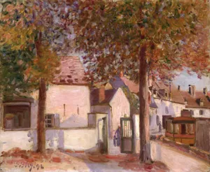 View in Moret Rue de Fosses by Alfred Sisley - Oil Painting Reproduction