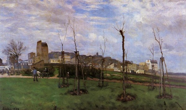 View of Montmartre from the Cite des Fleurs, Les Batignolles by Alfred Sisley - Hand-Painted Oil Painting Reproduction