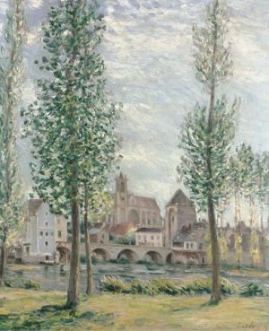 View of Moret-sur-Loing Through the Trees by Alfred Sisley Oil Painting