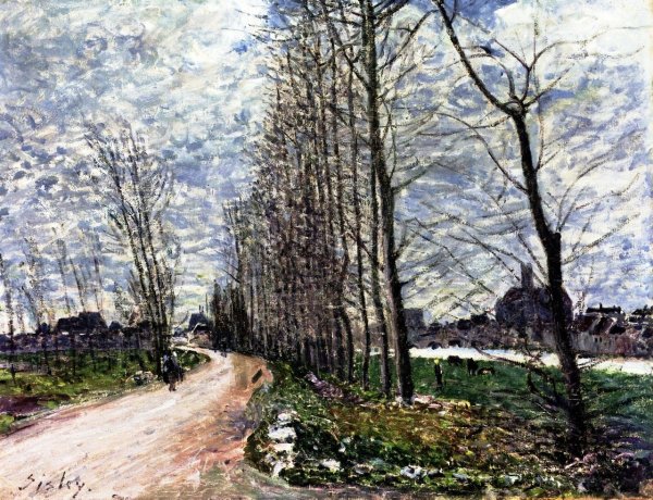 View of Moret-sur-Loing by Alfred Sisley - Hand-Painted Oil Painting Reproduction
