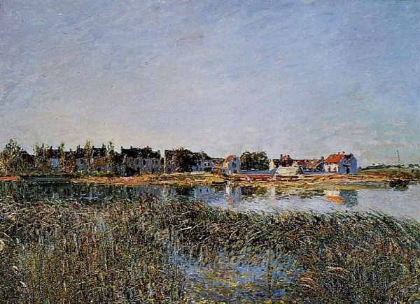 Main Product Photo of View of Saint-Mammes Painting by Alfred Sisley