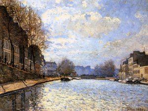 View of the Canal St. Martin by Alfred Sisley Oil Painting