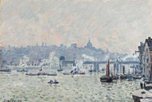 View of the Thames: Charing Cross Bridge by Alfred Sisley Oil Painting