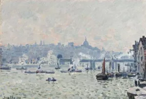 View of the Thames: Charing Cross Bridge by Alfred Sisley - Oil Painting Reproduction