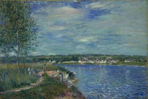 Washerwomen, near Champagne by Alfred Sisley Oil Painting