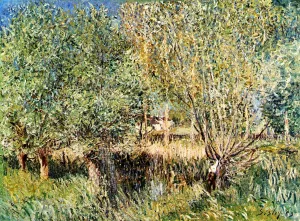 Willows on the Banks of the Orvanne by Alfred Sisley - Oil Painting Reproduction
