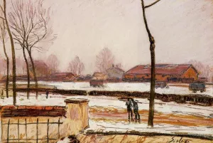 Winter Landscape, Moret by Alfred Sisley - Oil Painting Reproduction