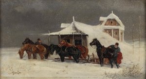 Kutsche bei ScheegestOber by Alfred Steinacker Oil Painting