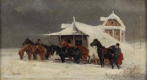 Kutsche bei ScheegestOber by Alfred Steinacker - Hand-Painted Oil Painting Reproduction