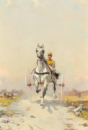 Traber im Training by Alfred Steinacker Oil Painting