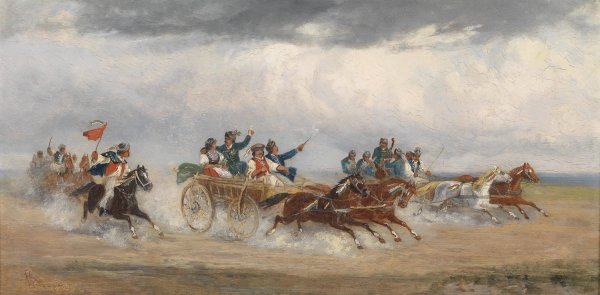Ungarischer Hochzeitswagen by Alfred Steinacker - Hand-Painted Oil Painting Reproduction