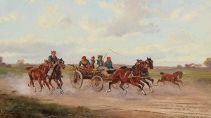 Ungarisches Marktfuhrwerk by Alfred Steinacker Oil Painting