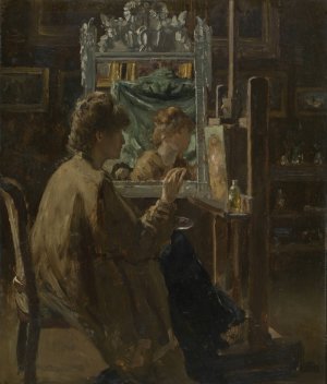 Artist in her studio by Alfred Stevens Oil Painting