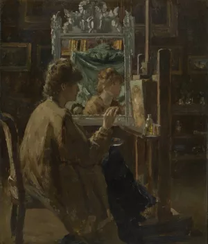 Artist in her studio by Alfred Stevens Oil Painting