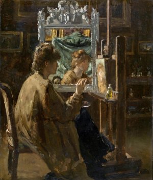 Artist in her studio by Alfred Stevens Oil Painting