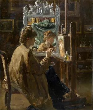 Artist in her studio by Alfred Stevens Oil Painting