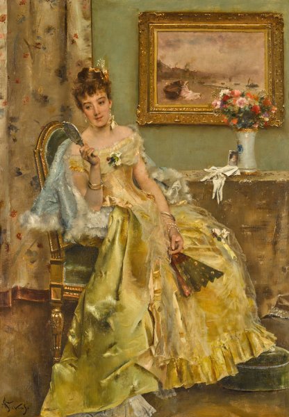 Coquetterie by Alfred Stevens - Hand-Painted Oil Painting Reproduction