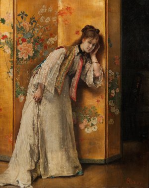 Curious by Alfred Stevens Oil Painting