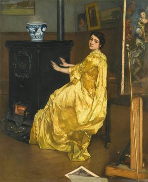 Dans l'atelier; le repos du modele by Alfred Stevens Oil Painting