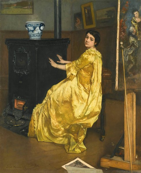 Dans l'atelier; le repos du modele  by Alfred Stevens - Hand-Painted Oil Painting Reproduction