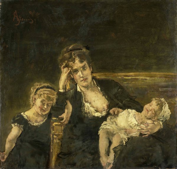De weduwe  by Alfred Stevens - Hand-Painted Oil Painting Reproduction