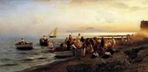 Figures On A Shore by Alfred Stevens Oil Painting