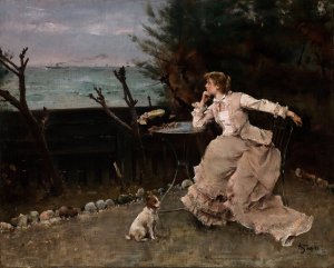 In Deep Thought by Alfred Stevens Oil Painting
