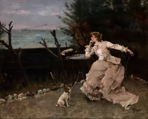 In Deep Thought by Alfred Stevens Oil Painting