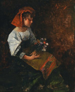 Jeune fille italienne by Alfred Stevens Oil Painting