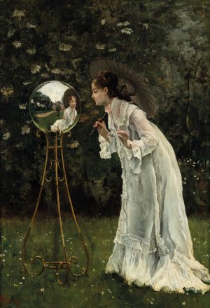 La Boule Argentee by Alfred Stevens Oil Painting