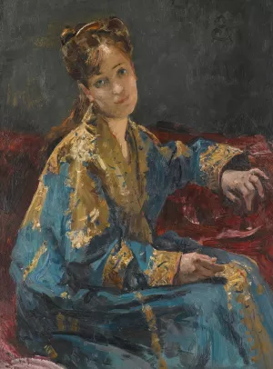 La Dame En Bleu by Alfred Stevens Oil Painting