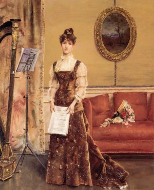 La Femme a la Harpe by Alfred Stevens Oil Painting