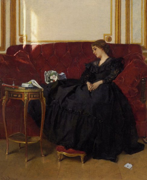 Main Product Photo of La Veuve Painting by Alfred Stevens