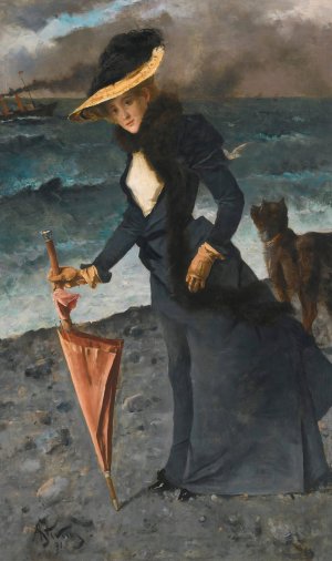 Le Coup De Vent by Alfred Stevens Oil Painting