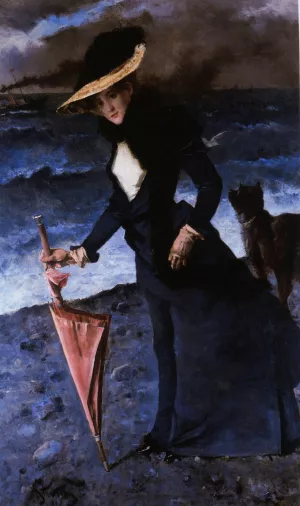 Le Coup de Vent by Alfred Stevens - Oil Painting Reproduction
