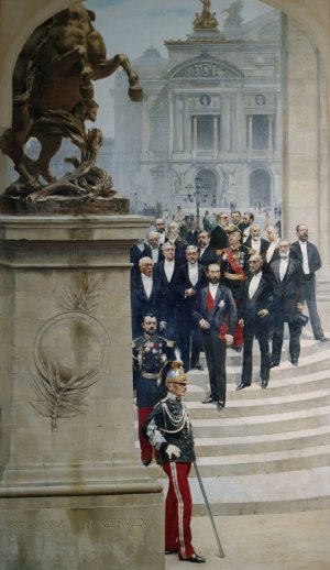 Le President Sadi Carnot entoure de personnalites de la IIIeme Republique, devant l'Opera by Alfred Stevens Oil Painting